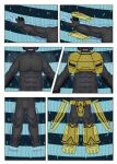 2022 3_toes abs animal_humanoid anthro armor bandai_namco big_muscles black_body clothed clothing colored comic digimon digimon_(species) digital_drawing_(artwork) digital_media_(artwork) digivice evolution evolution_(transformation) feet growth headgear helmet hi_res humanoid magnamon male mask muscle_growth muscular muscular_male muscular_thighs nude pecs regulartf scalie scalie_humanoid sequence size_transformation solo species_transformation toes torn_clothing transformation transformation_sequence transformation_through_technology wireframe yellow_armor