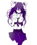  bags_under_eyes beshi hata-tan himekaidou_hatate long_hair monochrome necktie open_mouth purple purple_eyes scar skirt solo touhou twintails 