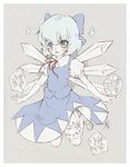  bad_id bad_pixiv_id bloomers blue_eyes blue_hair bow cirno frog hair_bow ice ninamo short_hair solo touhou underwear wings 