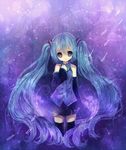  aqua_hair detached_sleeves hand_on_own_chest hatsune_miku inaresi long_hair necktie no_nose purple skirt solo thighhighs twintails very_long_hair vocaloid 