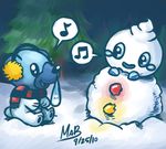  bad_pixiv_id beamed_eighth_notes cubchoo earmuffs eighth_note emoticon gen_5_pokemon lowres musical_note no_humans pokemon pokemon_(creature) pokemon_(game) pokemon_bw scarf smile snow snowman speech_bubble spoken_musical_note stixdude tree vanillite 