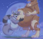 2024 abdominal_bulge anthro belly big_belly black_stripes brown_body brown_fur claws demon detailed_background digital_media_(artwork) duo face_in_belly fangs felid feline fog fur ghost ghost_tail grass grey_body grey_fur hands_on_belly hi_res holding_belly male male/male mammal milo_the_cat_demon moon night orca24a pawpads plant procyonid raccoon reece_the_ghost_raccoon shooting_star spirit star stripes tail tail_tuft tan_body tan_fur teeth tuft vore yellow_eyes