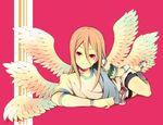  afuro_terumi armband bad_id bad_pixiv_id bike_shorts blonde_hair inazuma_eleven inazuma_eleven_(series) long_hair lying male_focus multiple_wings otoko_no_ko red_eyes sash seraph shoes sneakers solo tokio_neo tunic wings zeus_(inazuma_eleven) 