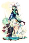  gen_5_pokemon hakoiri_nekohime n_(pokemon) pokemon pokemon_(creature) pokemon_(game) pokemon_bw rain raincoat reshiram umbrella zekrom 