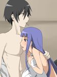  age_difference blue_hair blush cigarette kannagi long_hair lowres nagi naked nude open_mouth 