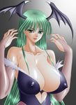  bb breasts capcom cleavage demon_girl large_breasts morrigan_aensland nipples succubus takaibiki vampire_(game) 