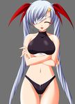 bandage bandages bra choco_chip crossed_arms eyes_closed lingerie long_hair open_mouth panties silver_hair smile twintails underwear very_long_hair 