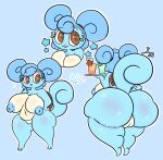  anthro big_breasts big_butt blue_body blue_hair breasts brown_eyes butt container cup female generation_1_pokemon genitals hair hi_res huge_butt lewdchuu_(artist) nintendo pokemon pokemon_(species) pussy reptile scalie shellie_(lewdchuu) solo squirtle star turtle 