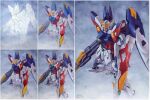  artist_name english_commentary gun gundam gundam_wing hector_trunnec highres holding holding_gun holding_shield holding_weapon looking_down making-of mecha mobile_suit no_humans painting_(medium) robot science_fiction shield traditional_media v-fin watercolor_(medium) weapon wing_gundam_zero 