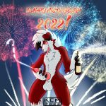  alcohol balls beverage bodily_fluids champagne cum cumshot ejaculation fireworks fur generation_7_pokemon genital_fluids genitals hi_res holidays kemi_workshop knot lycanroc male masturbation multicolroed_fur new_year new_year_2022 nintendo penis pink_eyes pokemon pokemon_(species) red_body red_fur solo tongue tongue_out white_body white_fur 