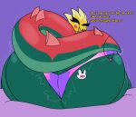  absurd_res anthro ashley432 big_butt blush butt cinderace clothed clothing clothing_transformation colored dialogue digital_drawing_(artwork) digital_media_(artwork) dinosaur dracozolt duo english_text eyes_closed female fossil_pokemon generation_8_pokemon green_body hi_res huge_butt inanimate_transformation lagomorph looking_back mammal marissa_(ashley432) nintendo open_mouth pokemon pokemon_(species) reptile scalie signature simple_background strained text thick_thighs transformation underwear underwear_transformation violet_(ashley432) watermark wide_hips yellow_body 