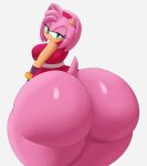  absurd_res amy_rose anthro bedroom_eyes big_breasts big_butt bottomless bracelet breasts butt clothed clothing dress eulipotyphlan female green_eyes hair hedgehog hi_res huge_butt huge_hips huge_thighs hyper hyper_butt jewelry looking_at_viewer looking_back mammal mechspazer narrowed_eyes pink_body pink_hair seductive sega smile solo sonic_the_hedgehog_(series) thick_thighs wide_hips 