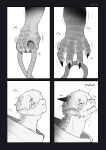  absurd_res ambiguous_gender claw_growth claws clothing comic dragon ear_growth english_text feral greyscale growth hair hi_res horn horn_growth human human_to_feral mammal mid_transformation monochrome robe rope scalie short_hair solo species_transformation speech_bubble text tinypigdraws transformation transformation_sequence william_(tinypigdraws) 