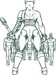  2023 absurd_res afro alien anthro anthro_focus armor back_muscles bald bare_back bare_shoulders big_bulge biped bottomwear bulge butt clothed clothing club_(weapon) cuffs_(clothing) digital_media_(artwork) erection erection_under_clothing exposed_back extended_arms faceless_anthro faceless_character faceless_female faceless_human faceless_male facial_hair felid female female_focus fingers fist full-length_portrait fully_clothed group hair hi_res holding_club holding_melee_weapon holding_object holding_weapon human humanoid_hands image_comics imminent_sex invincible_(comics) levitation lion loincloth male mammal melee_weapon monochrome muscular muscular_anthro muscular_female mustache pantherine pants pauldron portrait rear_view redout short_hair skinsuit solo_focus standing straight_legs tailless thokk&#039;s_daughter tight_bottomwear tight_clothing tight_pants viltrumite weapon wide_stance 