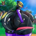  absurd_res animate_inanimate anthro big_breasts big_butt breasts butt butt_grab butt_squish female generation_3_pokemon hand_on_butt hi_res huge_breasts huge_butt inflatable living_inflatable looking_at_viewer looking_back looking_back_at_viewer nintendo nitefire pokemon pokemon_(species) seviper solo squish thick_thighs 