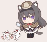 :3 akemi_homura alien animal_ear_fluff animal_ears argyle argyle_legwear black_hair bow bowtie cat_ears cat_girl cat_tail chestnut_mouth coat cosplay deerstalker detective fumo_(doll) hairband hat high_heels holding holding_magnifying_glass homu kyubey kyuubi long_hair magical_girl magnifying_glass mahou_shoujo_madoka_magica multiple_tails open_clothes open_coat pantyhose pleated_skirt purple_eyes red_bow red_bowtie red_eyes sherlock_holmes sherlock_holmes_(cosplay) shot_holes skirt soul_gem tail walfie_(style) yuno385 