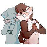  &lt;3 anthro blush brown_hair chestnut_arts domestic_ferret girly hair kissing kylie_(kyliebobile) male mammal mustelid musteline solo sticker true_musteline weasel ych_(character) 