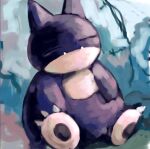  claws closed_eyes closed_mouth english_commentary fangs fangs_out munchlax no_humans pokemon pokemon_(creature) sailorclef sitting sleeping solo 