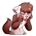  &lt;3 anthro blep brown_hair chestnut_arts cute_expression domestic_ferret face_squish girly hair happy kylie_(kyliebobile) male mammal mustelid musteline solo squish tail tongue tongue_out true_musteline weasel 