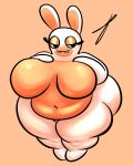  absurd_res anthro belly big_butt breasts butt curvy_figure digital_media_(artwork) eye_moisturizer eyeliner featureless_breasts featureless_crotch female hi_res lagomorph makeup mammal nude overweight overweight_anthro overweight_female rabbid raving_rabbids rayman_(series) simple_background smile solo thick_thighs ubisoft white_body wide_hips 