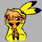  anthro black_clothing brown_body brown_fur brown_hair claws clothing dogguyd domestic_cat felid feline felis fur hair mammal nintendo pawpads pokemon red_clothing solo yellow_clothing 