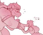  &lt;3 2022 anthro bowser clothing crown dabbledraws dialogue duo embarrassed english_text female finger_in_mouth finger_suck hair horn human human_on_anthro interspecies koopa male male/female mammal mario_bros nintendo princess_peach scalie simple_background speech_bubble sucking text white_background 