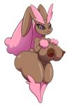  anthro areola big_breasts big_butt black_pupils black_sclera breasts brown_areola brown_body brown_nipples butt female generation_4_pokemon hi_res huge_breasts huge_butt huge_thighs long_ears lopunny nintendo nipples nude pink_eyes pokemon pokemon_(species) pupils shiny_pokemon smile solo thegeckoninja thick_thighs 