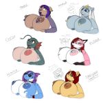  2018 absurd_res anthro atlantica big_breasts breasts catfish collar digital_media_(artwork) domestic_pig drxii ear_piercing equid equine female fish fur hair hi_res horse huge_breasts looking_at_viewer mammal marine mother nipple_piercing nipples non-mammal_breasts nude nushi parent pathayila_laei piercing pony reptile scalie scarlet_heitz simple_background smile solo starry-eyed_surprise suid suina sus_(pig) 