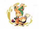  alternate_species digital_media_(artwork) female fur generation_9_pokemon green_hair hair hi_res kamabokobun necktie nemona_(pokemon) nintendo orange_body orange_eyes orange_fur orange_necktie pawmi pokemon pokemon_(species) solo 