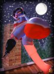  2022 absurd_res anthro balls bat_pony big_balls big_breasts big_penis blender_(software) blender_cycles blurred_background bokeh boots breasts chimney christmas christmas_clothing christmas_stockings clothing equid equine eyeshadow fan_character footwear genitals gloves handwear hasbro hi_res high_heeled_boots high_heels holidays huge_balls huge_penis hyper hyper_balls hyper_genitalia hyper_penis intersex light lipstick makeup mammal midnight_grave_(oc) moonlight my_little_pony night on_roof penis rooftop shush simple_background solo thick_thighs velvet_charm watermark 