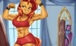  abs anthro blonde_hair bracelet ear_piercing equestria_girls equid equine female flexing flexing_bicep flexing_both_biceps flexing_muscles friendship_is_magic hair hasbro hi_res horn jewelry mammal multicolored_hair muscular muscular_anthro muscular_female my_little_pony nire piercing red_hair smile spiked_bracelet spikes sunset_shimmer_(eg) twilight_sparkle_(mlp) two_tone_hair unicorn winged_unicorn wings 