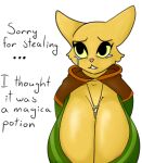  absurd_res amulet anthro artist_trwawynt1 bethesda_softworks big_breasts bodily_fluids breast_expansion breasts clothed clothing expansion felid feline female fully_clothed guilty hi_res hood huge_breasts katia_managan khajiit mammal prequel_adventure simple_background solo tears the_elder_scrolls webcomic white_background 