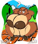  anthro big_breasts big_butt breasts butt domoatdark female female/female goomba hi_res huge_breasts hyper hyper_breasts looking_at_viewer mario_bros nintendo solo spread_legs spreading stretching thick_thighs 