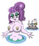  big_breasts blue_eyes breasts cala_maria cephalopod coleoid cuphead_(character) cuphead_(game) european_mythology eyeshadow female gorgon greek_mythology group hi_res huge_breasts humanoid makeup marine merfolk mollusk ms._chalice mugman mythology octopodiform octopus pasties purple_body sea_monster seashell shell shinragod split_form 