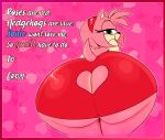  amy_rose anthro bedroom_eyes big_butt black_pupils butt butt_cleavage cleavage_cutout clothing dress english_text eulipotyphlan female green_eyes hair hedgehog hi_res huge_butt huge_hips huge_thighs mammal multicolored_body narrowed_eyes ota_(artist) pink_hair pupils seductive sega smile solo sonic_the_hedgehog_(series) text thick_thighs two_tone_body wide_hips 