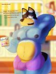 anthro bandit_heeler belly big_belly bluey_(series) male male/male martime mug muscular solo tight_underwear tired 