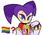  alpha_channel ambiguous_gender clothed clothing half-closed_eyes headgear headwear hi_res humanoid humor lgbt_pride looking_at_viewer makeup meme narrowed_eyes nightmaren nights nights_into_dreams pride_colors pupils question_mark rainbow_flag rainbow_pride_flag rainbow_symbol rexon02 simple_background slit_pupils solo transparent_background 