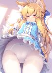  animal_ears blonde_hair bow bow_panties cameltoe dress long_hair orange_eyes original panties panties_under_pantyhose pantyhose roshin see-through skirt thigh_gap thighs underwear upskirt white_panties white_pantyhose 