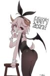  absurd_res anthro bovid bunny_costume butt caprine clothing costume female furniture goat hair hi_res horn mammal pink_body pink_hair solo stool tongue tongue_out vampire vanilla_(vaniluxy) vaniluxy wings 