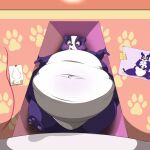  2018 anthro bear belly big_belly bloated blush cupcake doorway eyelashes female food footprint fruit fur giant_panda hasbro hi_res littlest_pet_shop love_handles low-angle_view mammal morbidly_obese morbidly_obese_anthro morbidly_obese_female navel note nude obese obese_anthro obese_female open_mouth orange_(fruit) overweight overweight_anthro overweight_female pawprint pear penny_ling piromane plant round_body solo thick_thighs wedged wide_eyed wide_hips 