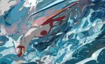  animal_focus apios blue_background commentary dated_commentary dragon dutch_angle flying full_body highres latias latios looking_to_the_side no_humans outdoors pokemon pokemon_(creature) solo_focus water waves yellow_eyes 