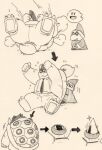  3_toes 4_fingers anthro boo_(mario) bowser business_suit businesswear clothed clothing eyebrows falling feet fingers formal_clothing formal_wear fully_clothed garouzuki group kamek koopa male mario_bros monochrome nintendo pushing reptile scalie shell sketch spiked_shell spikes spikes_(anatomy) suit thick_eyebrows toes 