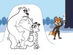anthro arctic_dogs arctic_fox bear canid canine fox hiding hiding_erection jade_(arctic_dogs) male male/male mammal nude pb_(arctic_dogs) public_humiliation shaking shivering simple_background snow swifty_(arctic_dogs) thosekidsnextdoor101
