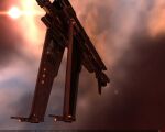  3d acxtreme battleship_(eve_online) commentary eve_online floating from_below glowing military military_vehicle minmatar_republic_(eve_online) nebula no_humans outdoors realistic science_fiction space spacecraft star_(sky) 
