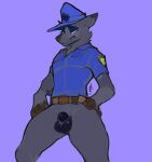 animal_genitalia anthro clothing furiii genitals male police police_badge police_officer police_uniform sheath solo underwear uniform