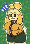 animal_crossing anthro at_attention bell black_eyes breasts canid canine canis clothing coat domestic_dog female isabelle_(animal_crossing) kralex_(artist) mammal nintendo nipples shih_tzu thick_thighs topwear toy_dog undnift winter_coat