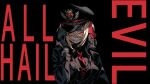  black_headwear evil_grin evil_neuro-sama evil_smile grin highres indie_virtual_youtuber military_uniform necktie red_eyes red_ribbon ribbon smile twintails uniform 