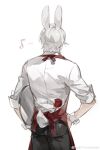  1boy absurdres animal_ears dante_(devil_may_cry) devil_may_cry_(series) devil_may_cry_5 highres holding holding_tray male_focus male_playboy_bunny rabbit_boy rabbit_ears simple_background solo tray waiter weibo_7054093389 white_hair 