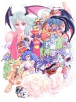  1990s_(style) 4girls 6+boys :&lt; abs absurdres age_difference ahoge alternate_hair_color anakaris animal_ears animal_hands anita_(vampire) armor aulbath bare_shoulders bat_wings bengus big_hair bishamon blue_fire blue_skin blunt_bangs bracelet braid breasts bridal_gauntlets brown_eyes brown_hair cape child chinese_clothes claws cleavage cleavage_cutout clothing_cutout colored_skin demitri_maximoff demon_girl donovan_baine egyptian electric_guitar everyone fangs felicia_(vampire) finger_to_mouth fingerless_gloves fingernails fins fire forehead_jewel full_armor gallon_(vampire) gloves glowing glowing_eyes guitar hat head_wings highres holding horns huge_ahoge instrument japanese_armor jewelry jiangshi katana large_breasts le_malta lei_lei licking licking_finger long_fingernails long_hair long_sleeves long_tongue mask medium_breasts merman monster_boy morrigan_aensland multiple_boys multiple_girls mummy muscular muscular_male neck_ring non-web_source ofuda one_eye_closed open_clothes open_mouth outstretched_arm paw_pose phobos_(vampire) pyron red_eyes retro_artstyle robot samurai sasquatch_(vampire) scan simple_background single_braid slit_pupils spiked_bracelet spiked_hair spikes sword teeth tongue tongue_out twin_braids vampire_(game) very_long_hair victor_von_gerdenheim weapon werewolf white_background wide_sleeves wince wings yeti_(creature) zabel_zarock zombie 
