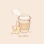  animal animal_focus cat chai_(drawingchisanne) coffee coffee_cup cup disposable_cup motion_lines no_humans original scratching steam undersized_animal yellow_cat 